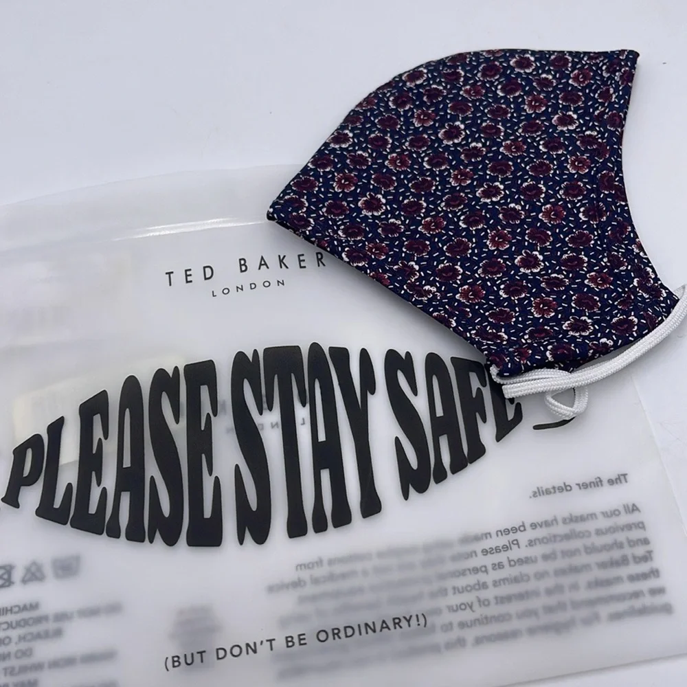 Floral Blue and Red Fabric Doorstop TED BAKER LONDON Reversible Reusable NWT